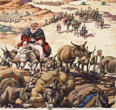El regreso a Canaán, de la historia de Jacob (gouache sobre papel) de Pat (1907-95) Nicolle
