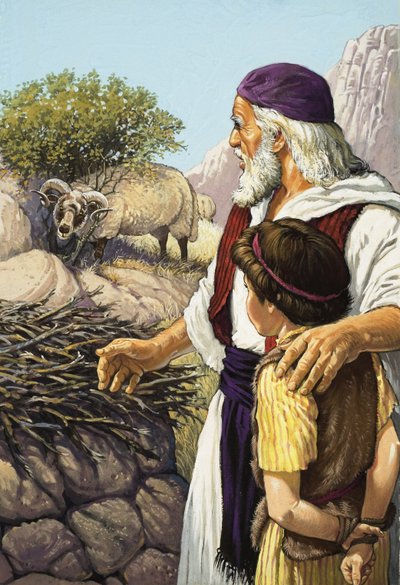 El sacrificio de Isaac (gouache sobre papel) de Pat (1907-95) Nicolle