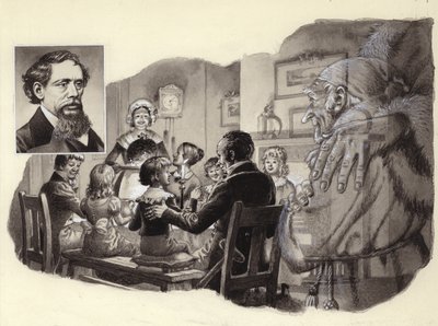 Cuento de Navidad de Charles Dickens (gouache sobre papel) de Pat (1907-95) Nicolle