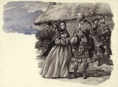 El príncipe Carlos Estuardo, el Joven Pretendiente, y Flora Macdonald (gouache sobre papel) de Pat (1907 95) Nicolle
