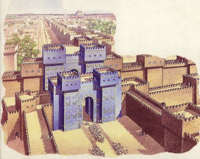 La Puerta de Ishtar de Babilonia (gouache sobre papel) de Pat (1907-95) Nicolle
