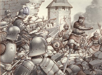 El asedio de Rodas de 1522 (gouache sobre papel) de Pat (1907-95) Nicolle