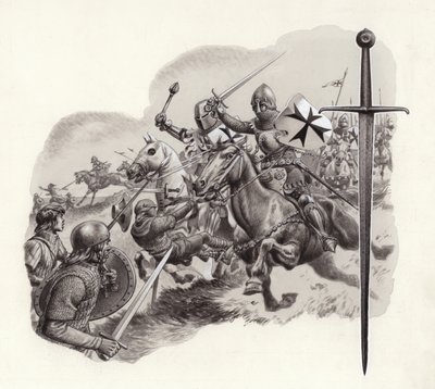 Los Caballeros Teutónicos (gouache sobre papel) de Pat (1907-95) Nicolle