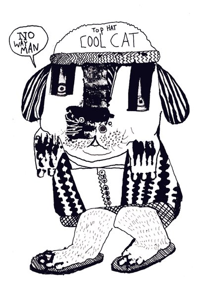 Cool Cat, 2014 (tinta y óleo) de Pat Macdonald
