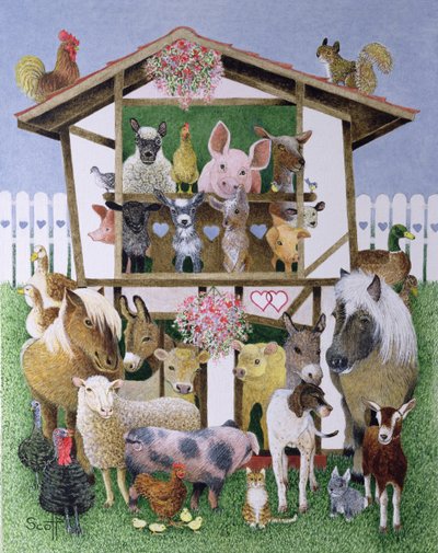 Animal Playhouse (óleo sobre lienzo) de Pat Scott