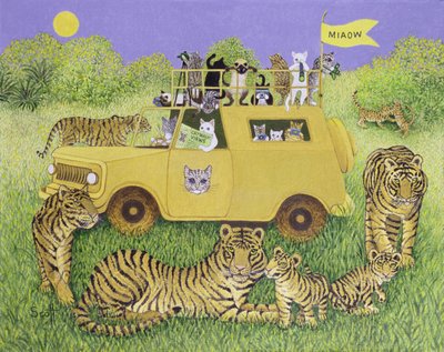 Cat Safari (óleo sobre lienzo) de Pat Scott