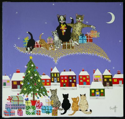 Christmas Magic (acrílico sobre percal) de Pat Scott