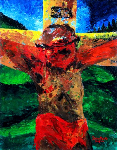 Crucifixión - está terminada, 2009 (acrílico sobre lienzo) de Patricia Brintle