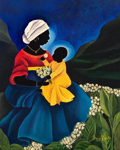 Virgen y niño con margaritas, 2019 de Patricia Brintle
