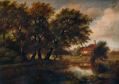 Viejas cabañas en el Brent, mirando hacia Harrow, 1830 de Patrick Nasmyth