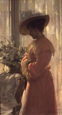 Dama en un interior rosa de Patrick William Adam