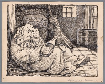 Baron van Voorst tot Voorst como asistente al carnaval Carnaval, o las Leyes de Retiro Civil Desestimadas (título sobre objeto) de Patricq Kroon (signed by artist)
