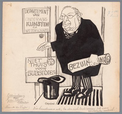 El ministro de Visser y los recortes a las subvenciones al arte Recorte Sin subsidios de arte (título sobre objeto) de Patricq Kroon (signed by artist)