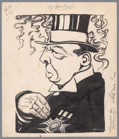 Político con sombrero de copa y premio en el pecho El resultado (título en el objeto) de Patricq Kroon (signed by artist)