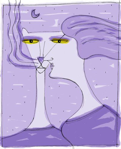 Strega del Tchesal (Chiesale): bruja que se transforma en gato para espiar a los hombres. Ilustración de Patrizia La Porta. de Patrizia La Porta