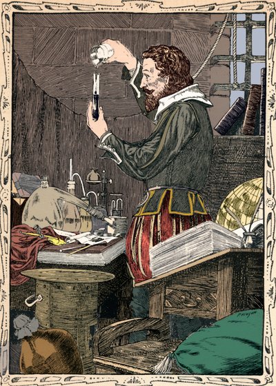 Guy Fawkes preparando la mecha lenta, 1902 de Patten Wilson