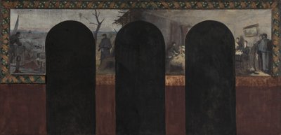 Boceto para el despacho del Prefecto en el Ayuntamiento de París: La llegada de una paloma mensajera - El cuidado de los heridos de Paul Emile Mangeant