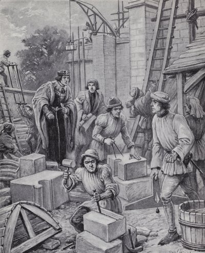 El rey Enrique VI supervisando la construcción del Colegio Eton que fundó en 1440 de Paul (after) Hardy