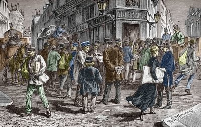 Vista de la Rue du Croissant de París, sede de numerosos periódicos de Paul (after) Merwart