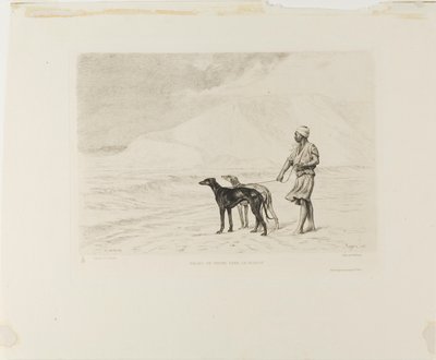 Relevo de perros en el desierto de Paul Adolphe Rajon