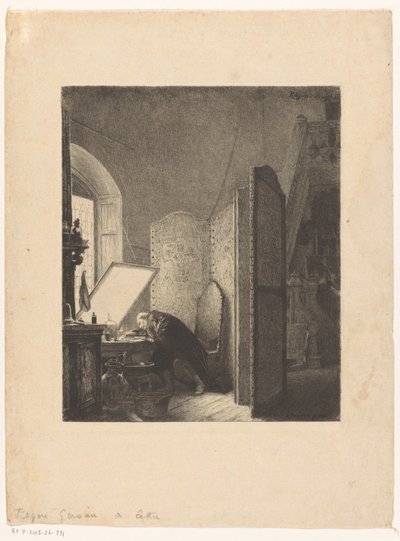 Rembrandt grabando en su estudio
Rembrandt en su estudio de Paul Adolphe Rajon