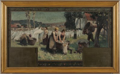 Boceto para el ayuntamiento de Arcueil-Cachan: Les Blanchisseuses de Paul Albert Baudouin