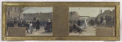 Croquis del despacho del prefecto en el Hôtel de Ville: Salida de las tropas durante el sitio de París en 1870 de Paul Albert Baudouin