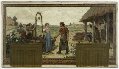 Boceto para el ayuntamiento de Saint-Maur-des-Fossés: Les fiançailles, en 1883 (óleo sobre lienzo) de Paul Albert Baudouin