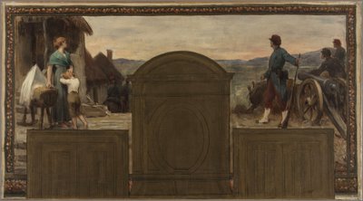 Boceto para el ayuntamiento de Saint-Maur-des-Fossés: Maternité et Patrie - La défense de la Patrie, en 1883 (óleo sobre lienzo (armadura)) de Paul Albert Baudouin