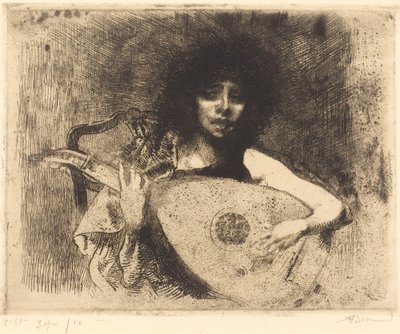 La jugadora de laúd de Paul Albert Besnard