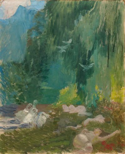 La siesta, c.1890-1920 (óleo sobre tabla) de Paul Albert Besnard