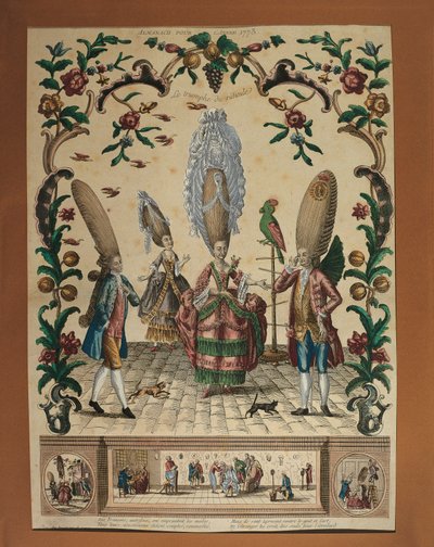 Francia, El Triunfo del Ridículo de un Almanaque de Basset, grabado de Paul André Basset