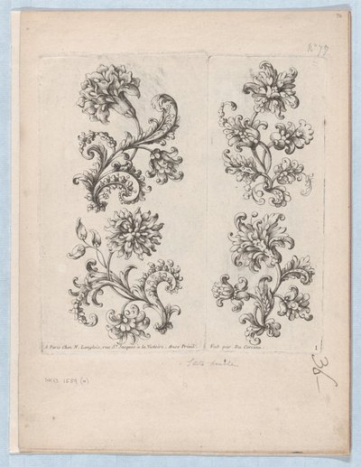 Serie de pequeños motivos florales, lámina 1 de Paul Androuet Du Cerceau