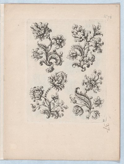 Serie de pequeños motivos florales, Placa 2, ca. 1670-85 de Paul Androuet Du Cerceau