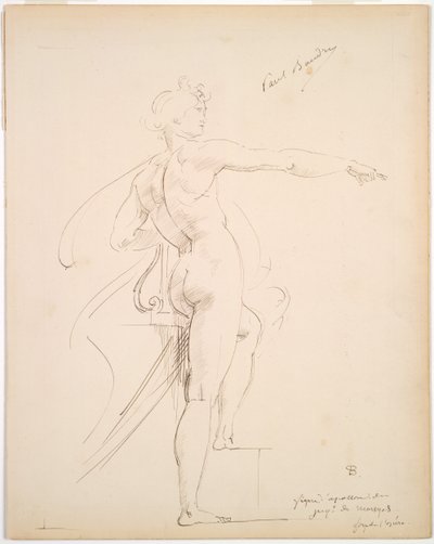 Estudio de Apolo para Marsyas (anverso); Cara de perfil (verso) de Paul Baudry
