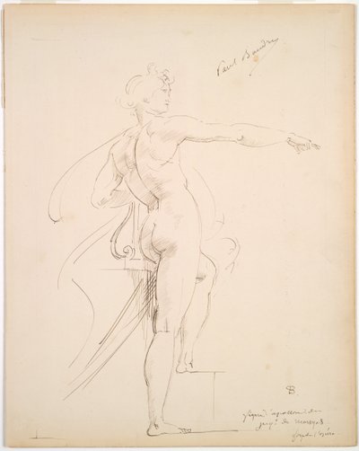 Estudio de Apolo para Marsyas recto, Cara de perfil verso, finales de los años 1860 de Paul Baudry
