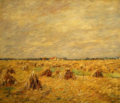 Campos cosechados en un paisaje plano de Paul Baum