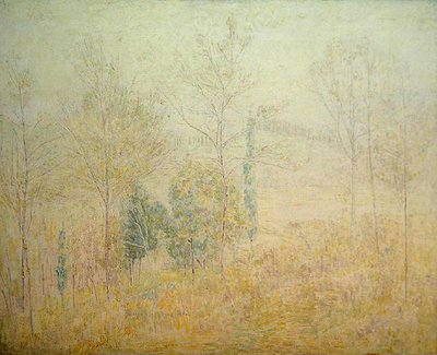 Paisaje toscano a principios de primavera con álamos verdes de Paul Baum
