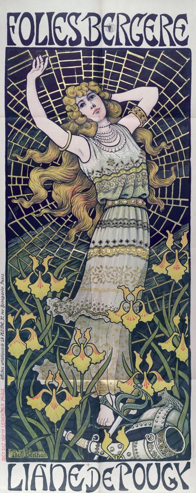 Póster publicitario de Liane de Pougy en el Folies-Bergère, París, finales del siglo XIX de Paul Berthon