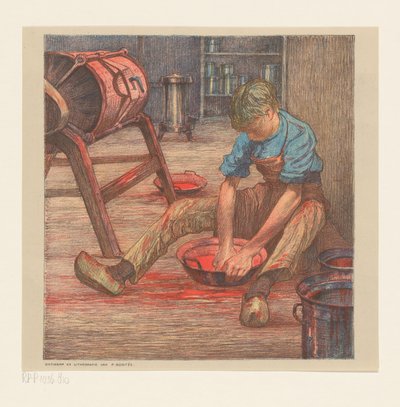 Trabajador en el taller de Paul Bodifée