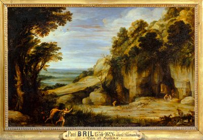 La Nymphe Syrinx poursuivie par Pan et bientôt changee en roseau - La ninfa Syrinx perseguida por el dios Pan y pronto ... de Paul Brill or Bril