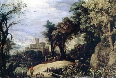 Paisaje con Cazadores de Paul Brill or Bril