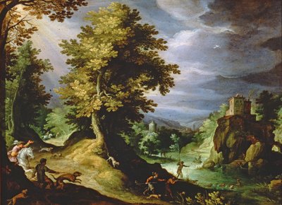 Paisaje con una Cacería de Ciervos, 1591 de Paul Bril