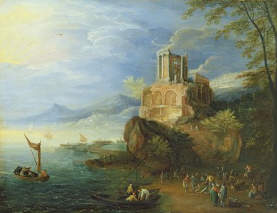 Costa del mar con el Templo de Vesta de Paul Bril