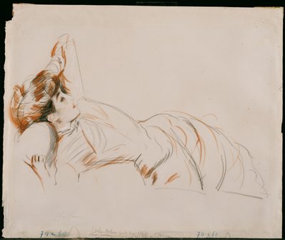 Una dama elegante reclinada de Paul Cesar Helleu