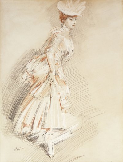 Una Dama Elegante, de Pie a Cuerpo Completo de Paul Cesar Helleu