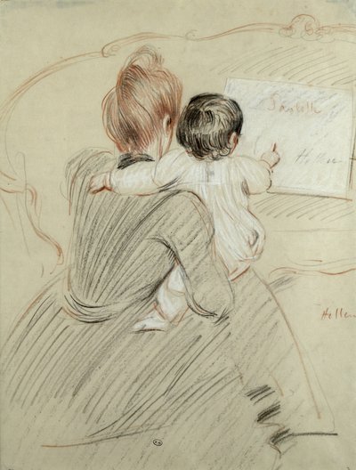Madame Paul Helleu y su hija Paulette, 1905 de Paul Cesar Helleu