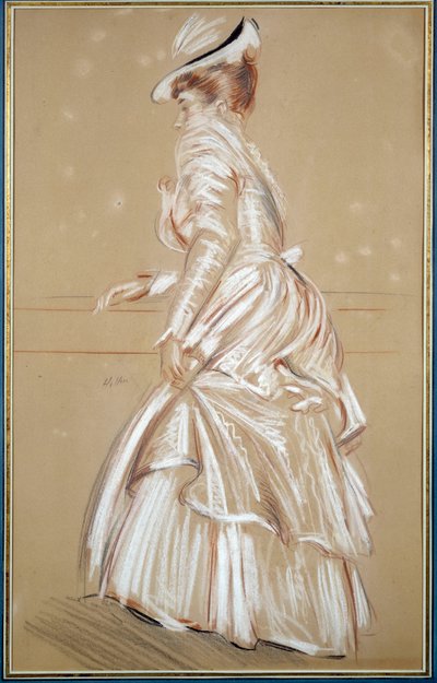 Retrato de una mujer de blanco. Dibujo de Paul Helleu (1859 - 1927), siglo XX. Bayona, Museo Bonnat de Paul Cesar Helleu