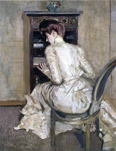 La esposa del artista en su secretaire, c.1900 de Paul Cesar Helleu