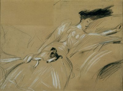La duquesa de Marlborough dormitando en el Palacio de Blenheim de Paul Cesar Helleu